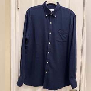 Peter Millar navy flannel like Cotton blend button shirt Luxury Preppy Med Sport